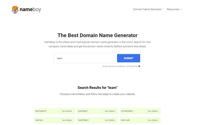 Short Domain Search