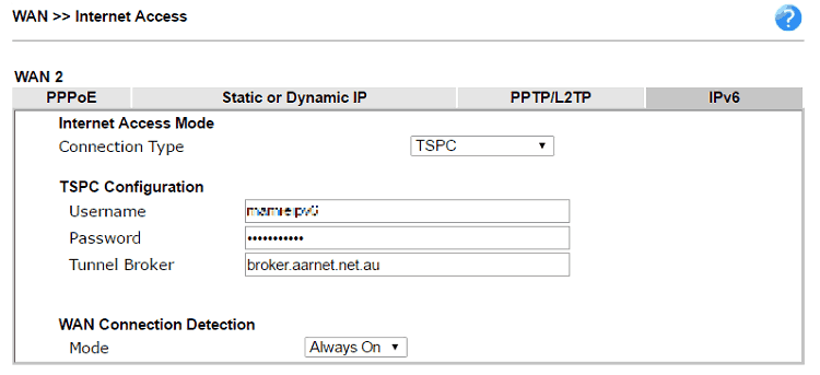 Thêm địa chỉ IPv6 trên giao diện WAN của bộ định tuyến Vigor