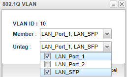 Chỉnh sửa cấu hình Bridge Vlan như sau