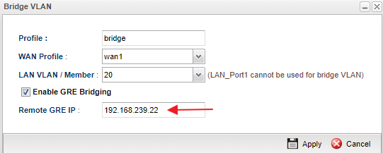 Chỉnh sửa cấu hình Bridge Vlan như sau