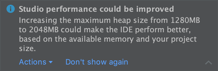 Android Studio tự động kiểm tra các tối ưu hóa kích thước heap