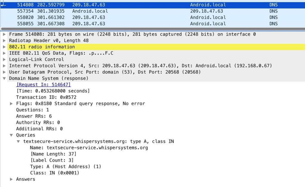 Gián điệp truy cập từ điện thoại thông minh với thủ thuật Wireshark