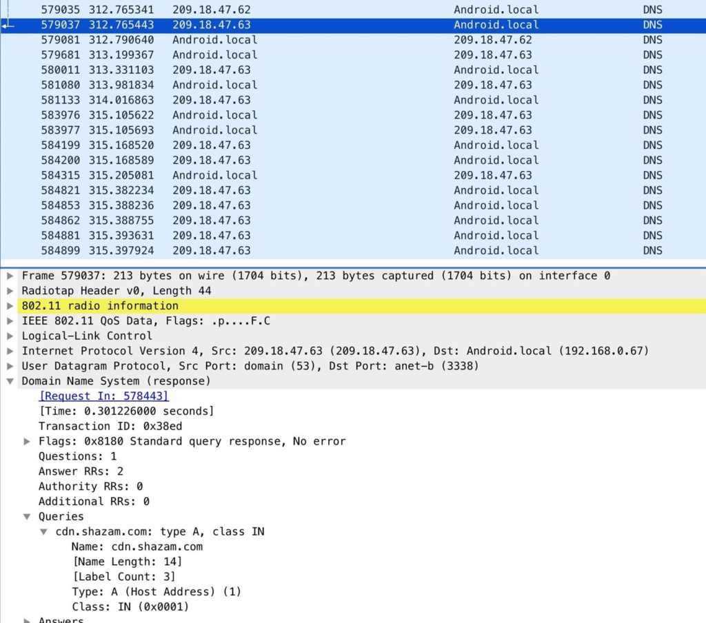 Gián điệp truy cập từ điện thoại thông minh với thủ thuật Wireshark