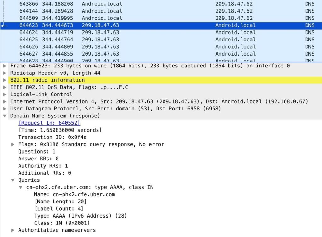 Gián điệp truy cập từ điện thoại thông minh với thủ thuật Wireshark