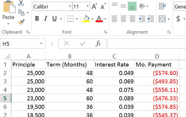 Bảng Excel cho lãi suất