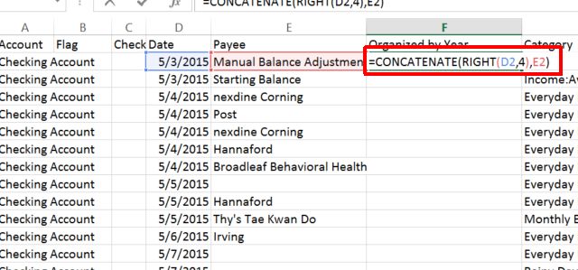 Công thức CONCATENATE cho Excel