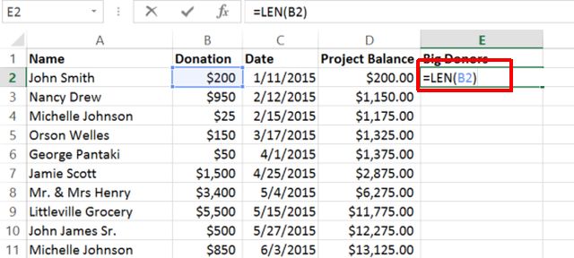 Công thức LEN cho Excel