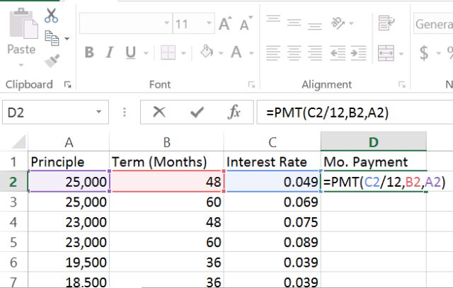 PMT Excel Công thức quan tâm