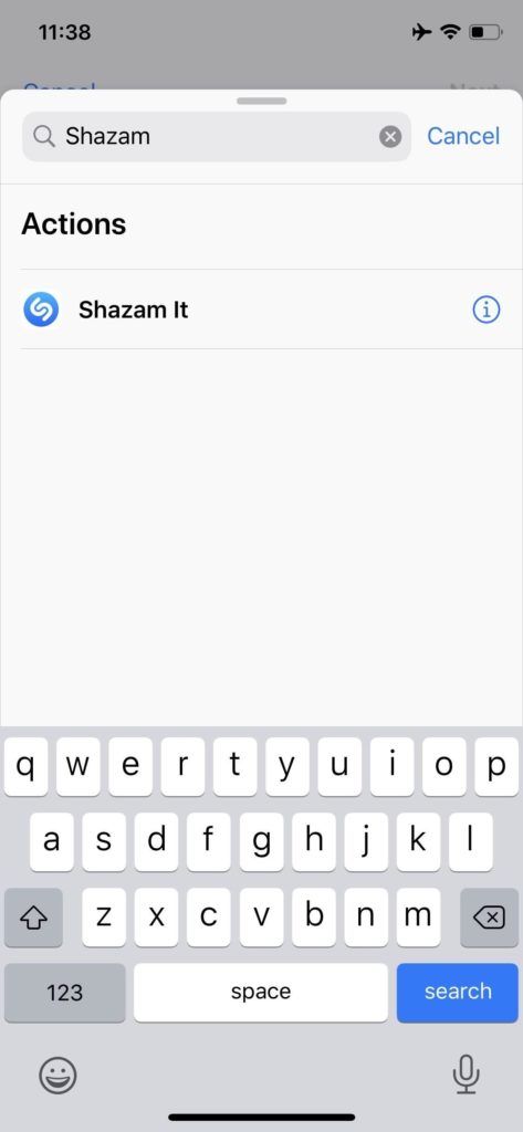 Tạo phím tắt Shazam
