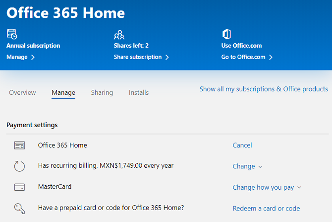 cancel microsoft office 365 home