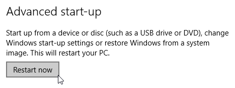Khởi động nâng cao Windows 10