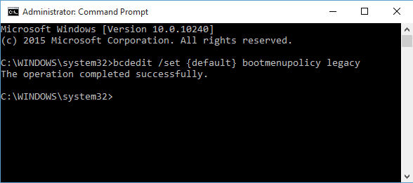Lệnh Windows 10 Nhắc BCDEdit