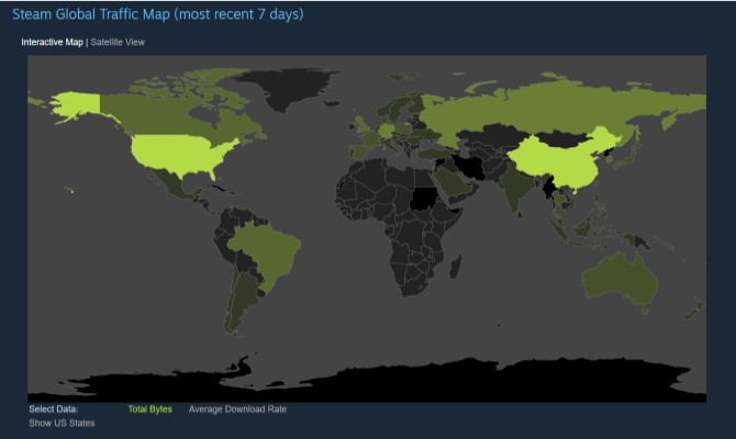 Bản đồ tải xuống toàn cầu Steam