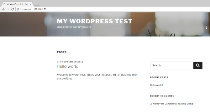 Trang web WordPress đã cài đặt trên Raspberry Pi