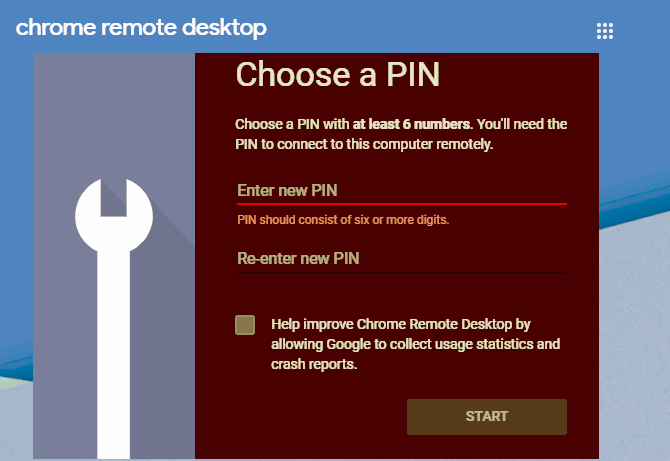 Nhập mã PIN Chrome Remote Desktop