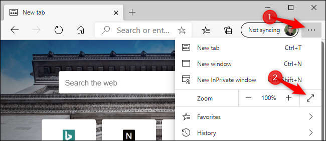 Kích hoạt chế độ toàn màn hình trong Microsoft Edge