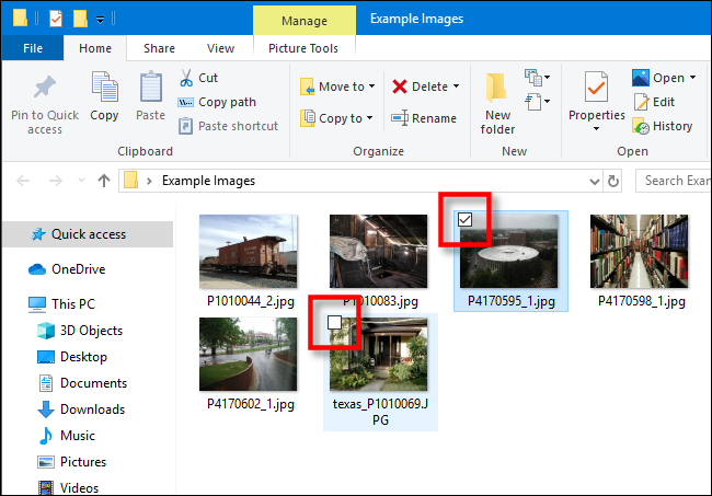 hộp kiểm trong Windows 10 File Explorer