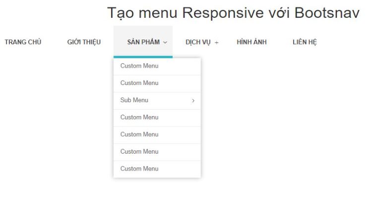 cách tạo menu Responsive với Bootsnav