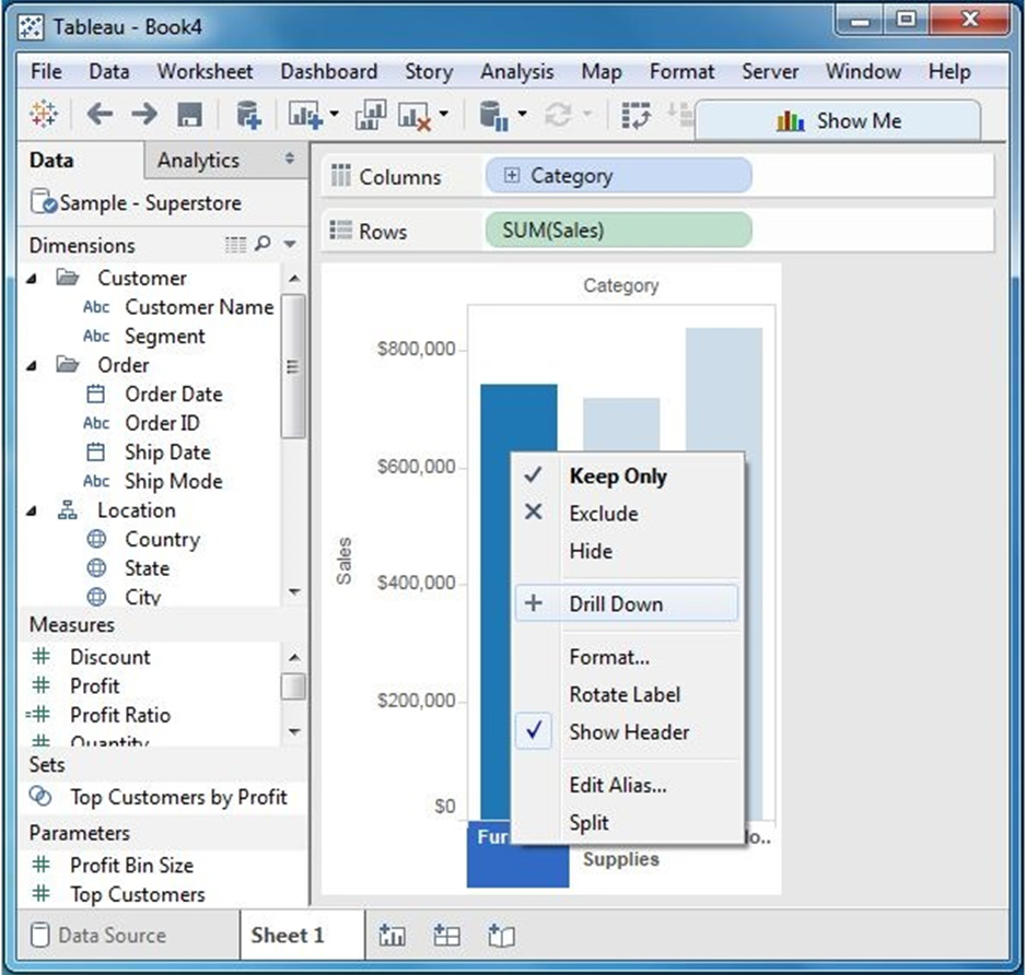 Tableau - Chế độ xem dữ liệu tùy chỉnh