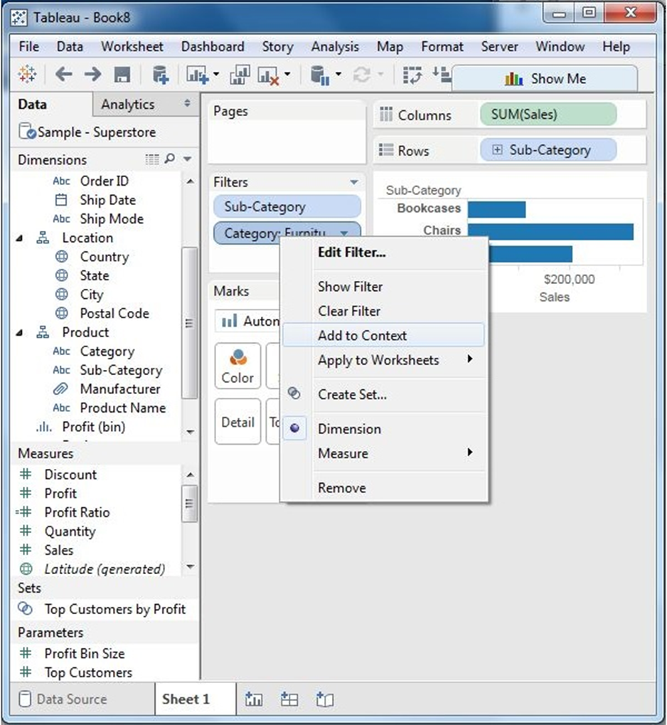 Tableau - Bộ lọc nhanh