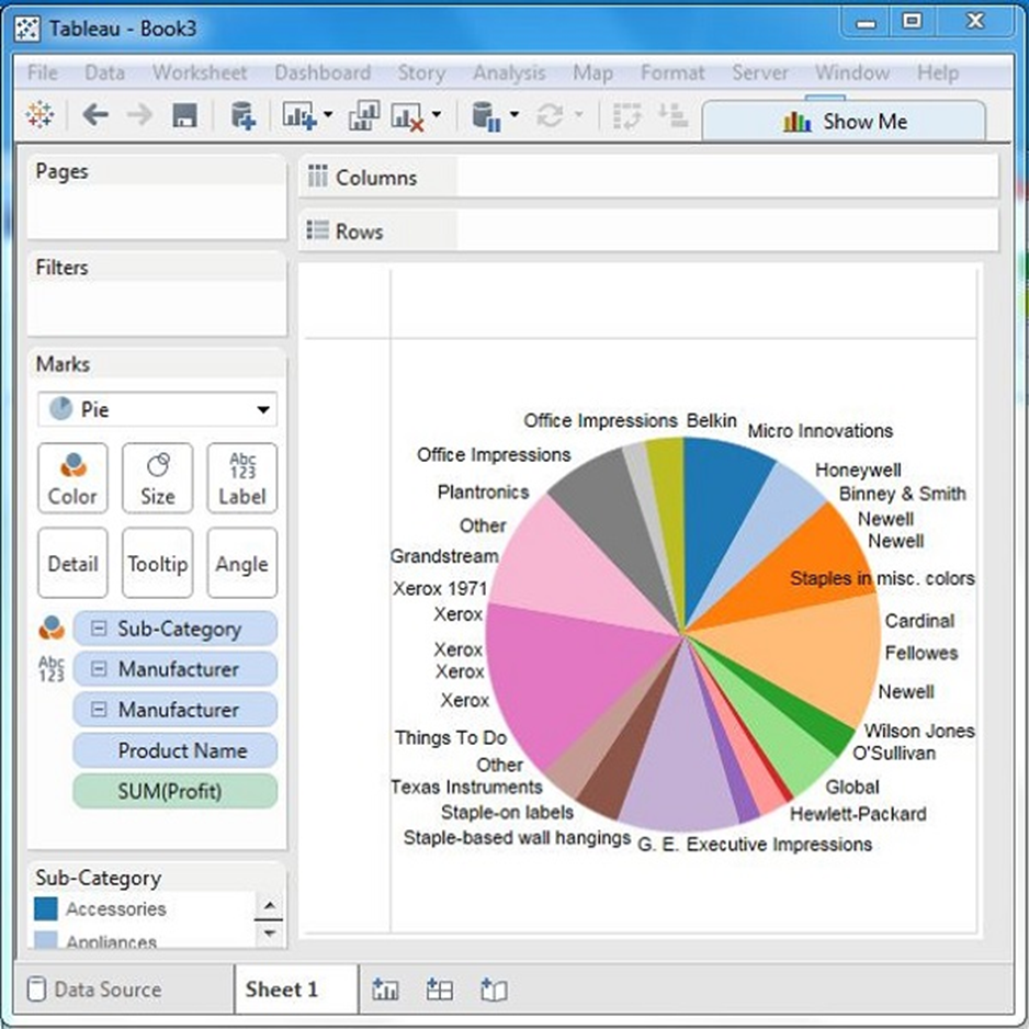 Tableau - Biểu đồ hình tròn