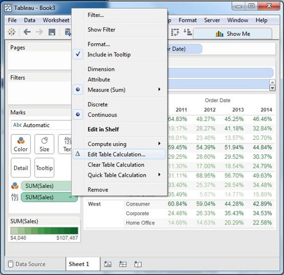 Tableau - Biểu đồ hình tròn