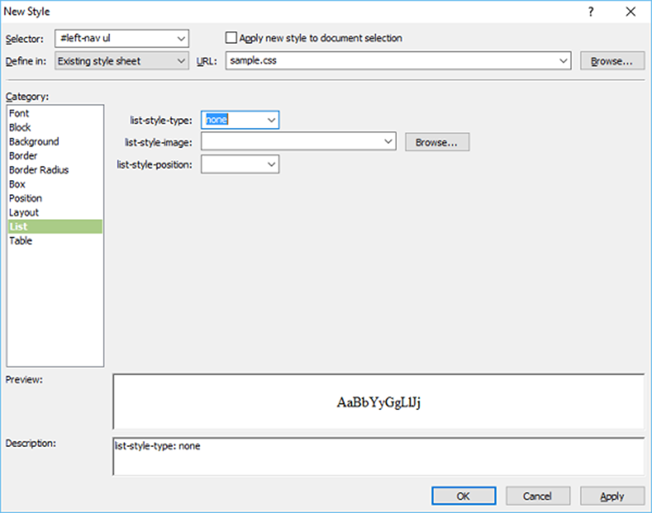 Điều hướng dọc Microsoft Expression Web