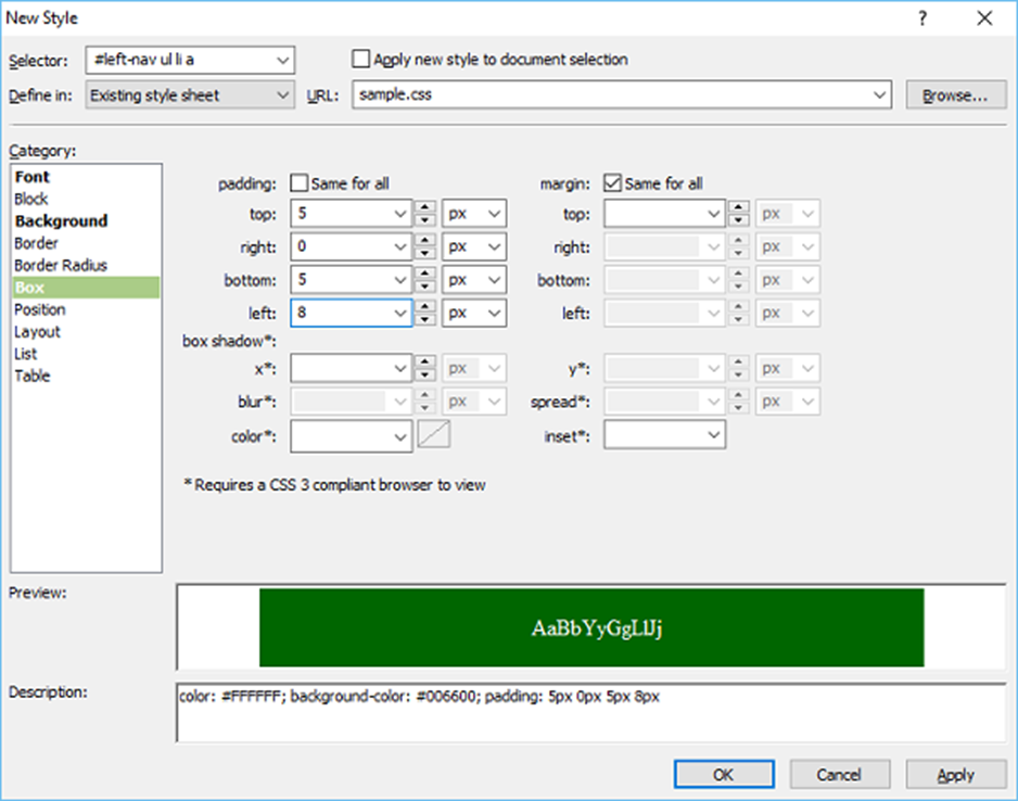 Điều hướng dọc Microsoft Expression Web