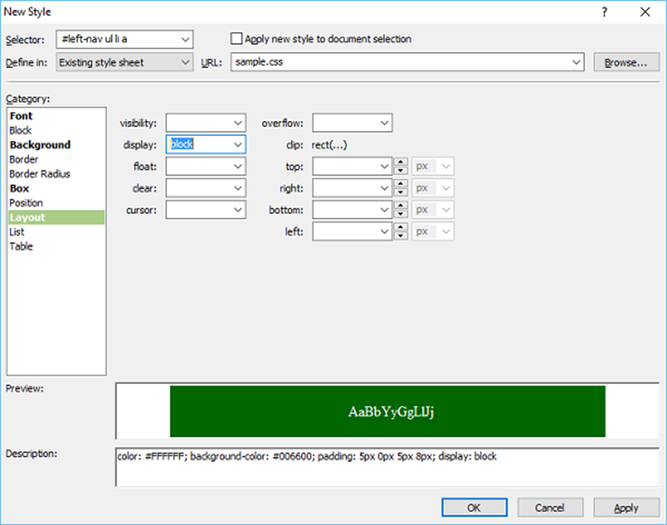 Điều hướng dọc Microsoft Expression Web