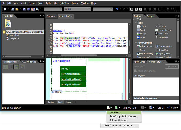 Microsoft Expression Web - Xác thực các trang 