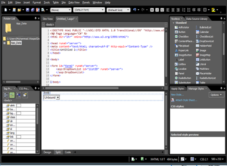 Microsoft Expression Web - Nguồn dữ liệu SQL