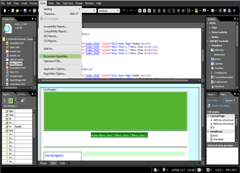 Microsoft Expression Web - Trang web sao lưu