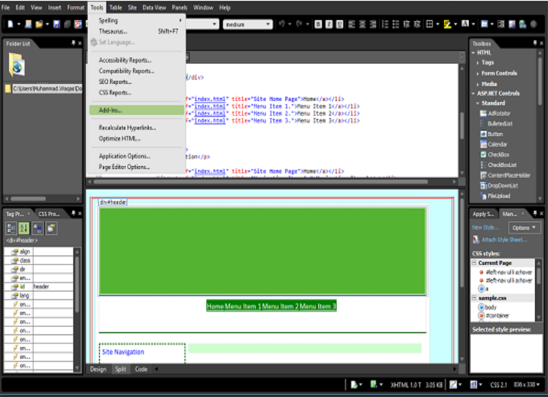 Microsoft Expression Web - Phần bổ trợ