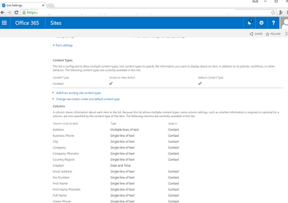 SharePoint - Cột Trang và Loại Nội dung