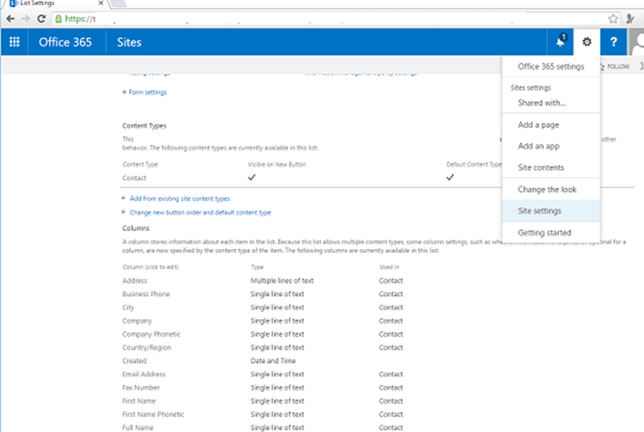 SharePoint - Cột Trang và Loại Nội dung