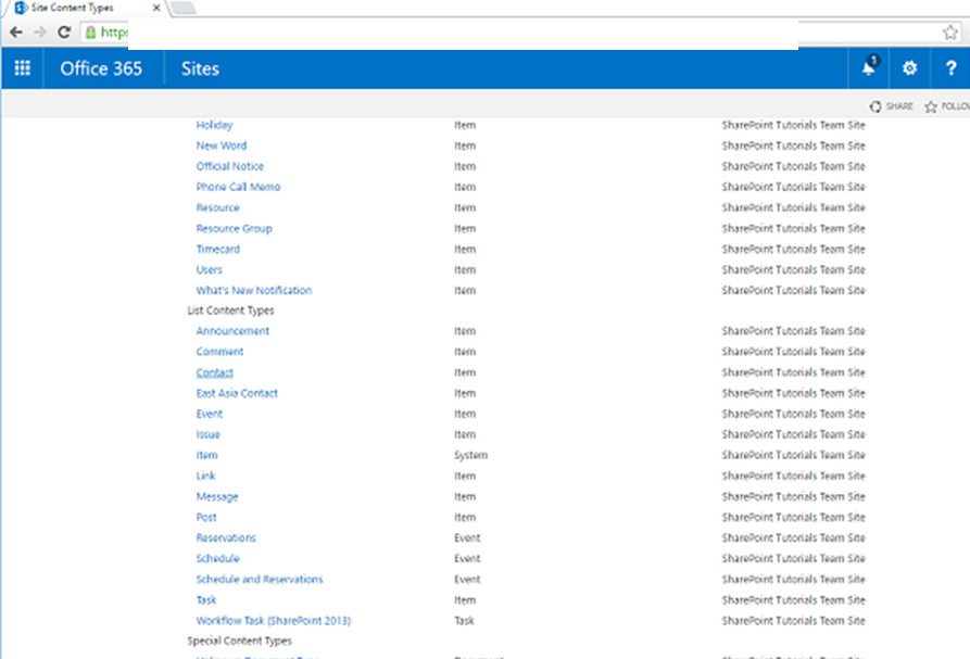 SharePoint - Cột Trang và Loại Nội dung