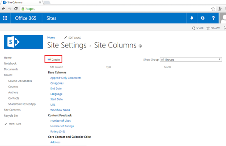 SharePoint - Cột Trang và Loại Nội dung