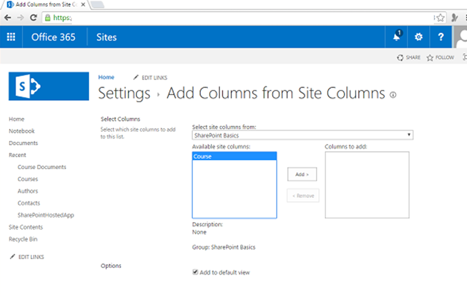 SharePoint - Cột Trang và Loại Nội dung