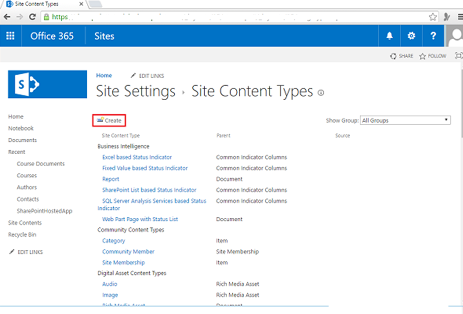 SharePoint - Cột Trang và Loại Nội dung