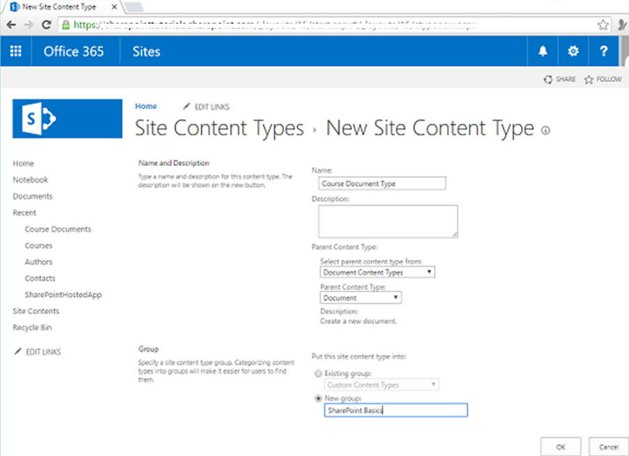 SharePoint - Cột Trang và Loại Nội dung