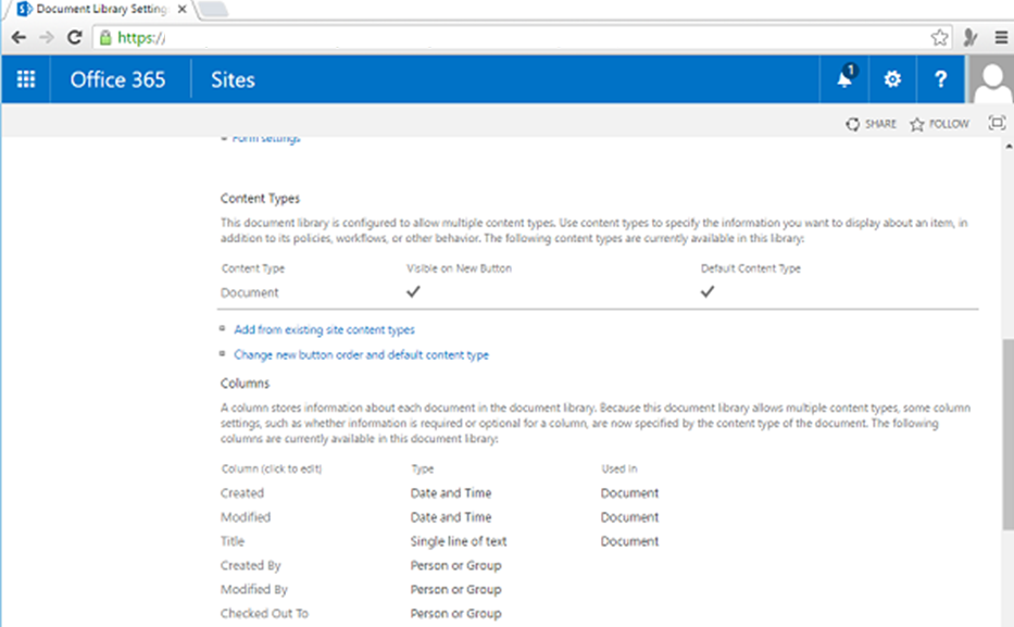 SharePoint - Cột Trang và Loại Nội dung