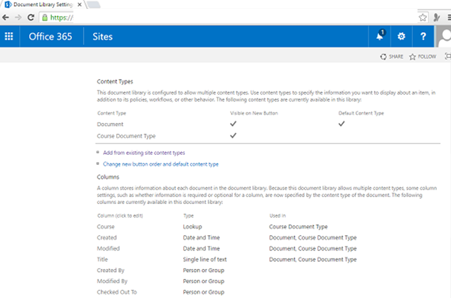 SharePoint - Cột Trang và Loại Nội dung