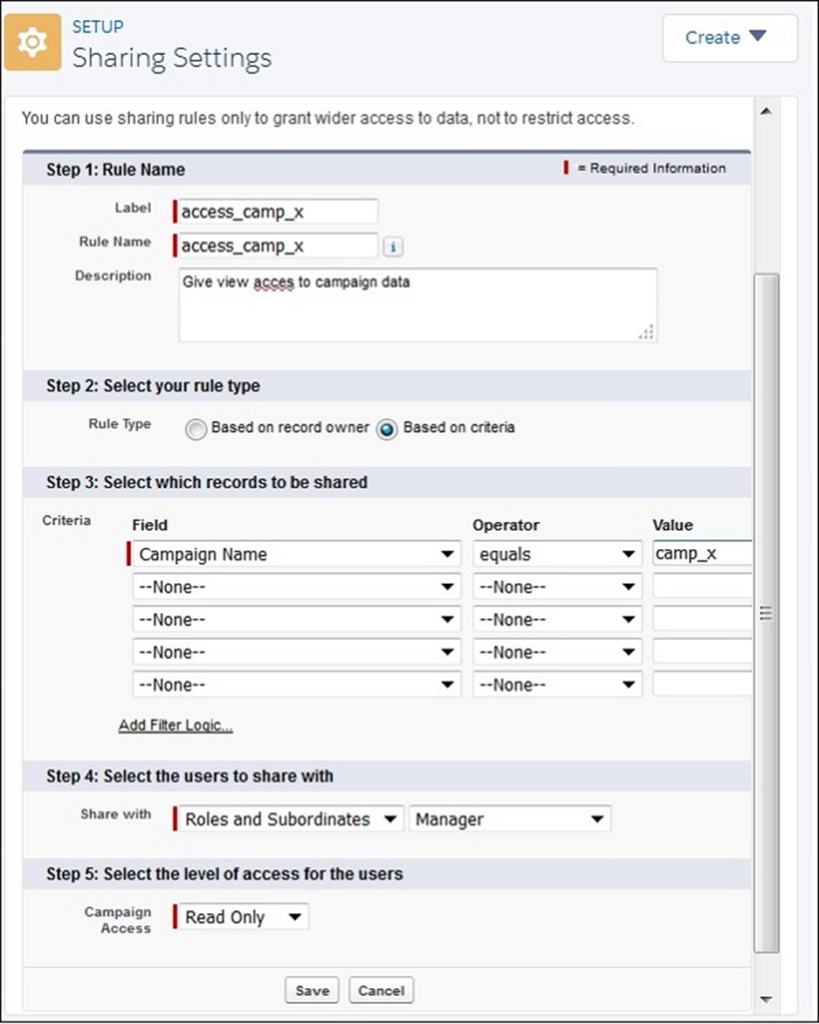 Salesforce - Define Sharing Rules