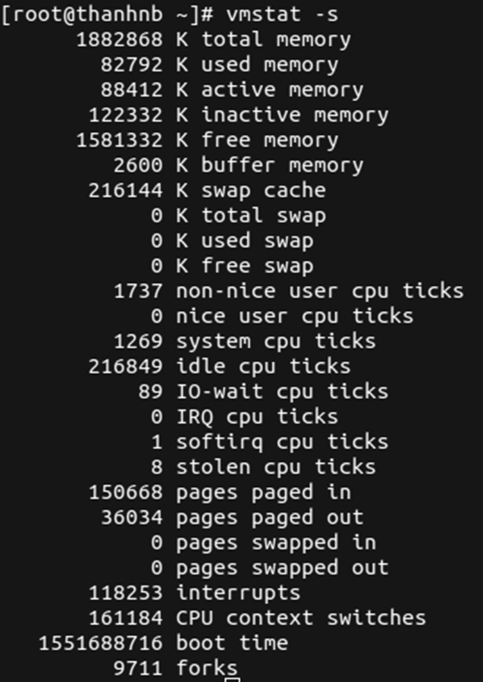 lệnh Hiện thị dung lượng bộ nhớ linux