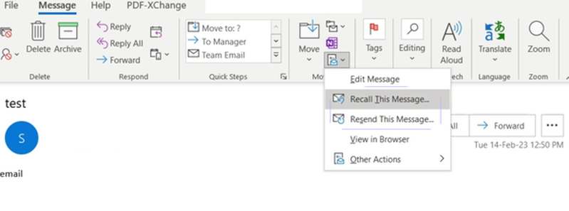 thu hồi email outlook đã gởi