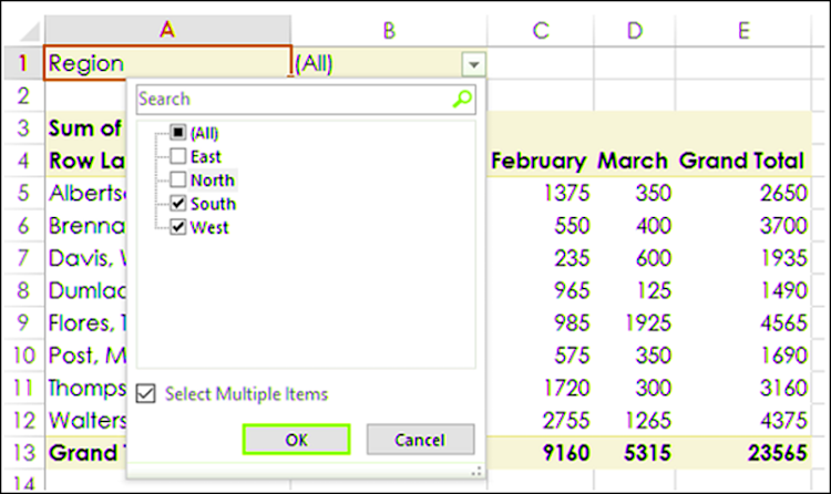Lọc dữ liệu tổng hợp Excel  PivotTable