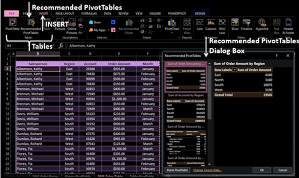 Tạo PivotTable với PivotTable được đề xuất