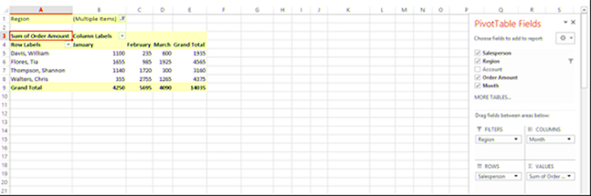 Bảng tổng hợp Excel - Khu vực